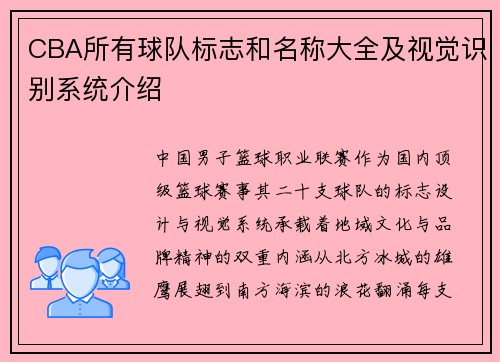 CBA所有球队标志和名称大全及视觉识别系统介绍